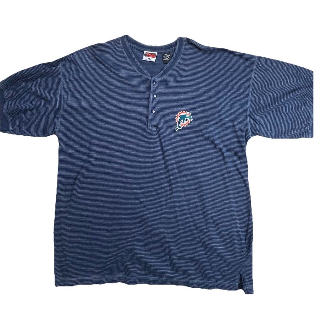 Vintage Miami Dolphins Henley Shirt Mens Blue XL NFL Football The Edge 1997